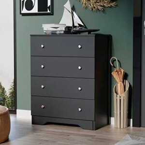 SunsGrove Dresser for Bedroom with 4 Drawers Modern Wooden Dresser for Clothes Organizer Tall Storage Chest of Drawer for Living Room, Children Room, Entryway, Black