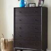 T4TREAM 5 Drawer Dresser for Bedroom, Mid-Centry Modern Dresser Tall 5 Chest of Drawers,Wood Storage Organizer Dresser,Nursery Dresser,for Living Room, Hallway, Bedroom, Kids Bedroom, Espresso