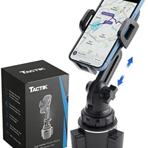 TACTIK Cup Holder Phone Mount Car Phone Holder Mount - Cell Phone Holder Car Adjustable 360° Rotation - Universal iPhone Holder for Car - Compatible with iPhone, Samsung Android, Google, Moto & More