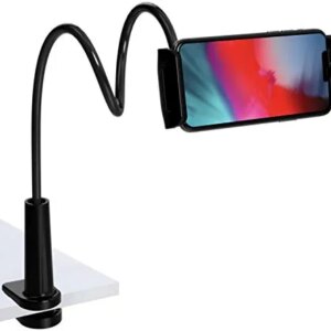 TALK WORKS Gooseneck Clip Mount Compatible w/ iPhone 13/13 Pro/13 Pro Max/14/14 Plus/14 Pro/14 Pro Max, Apple, Android, Samsung - Flexible Cell Phone Holder Tabletop Stand (Black)