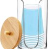 TCJJ Acrylic Bathroom Cup Dispenser Holder for Disposable Paper Cup with Bamboo Lid, Mouthwash Cups Holder for Bathroom Guest Room Counter-Tops (Clear 1 Pack)