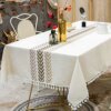 TEWENE Tablecloth, Farmhouse Table Cloth Cotton Linen Tablecloths Fall Tablecloth Wrinkle Free Rectangle Tablecloth for Kitchen, Dining, Outdoor Table(55''x86''/6-8 Seats/Ivory Color)