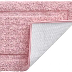 TOMORO Microfiber Non-Slip Bathroom Rug – Extra Absorbent and Quick Dry, Soft Luxury Hotel Door Carpet Shower Bath Mat Waterproof Non-Skid Backing (17.5 x 27 inch, Pink)