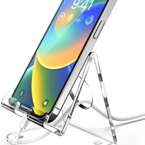 TOPGO Acrylic Cell Phone Stand, Clear Phone Holder for Desk, Office Desktop, Bedside Table, Compatible with iPhone 14/Samsung/Smartphones/iPad Mini