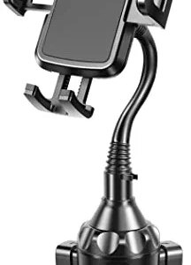 TOPGO Cup Holder Phone Mount, [Upgraded Adjustable Gooseneck & Firmly Stable] Cup Holder Phone Holder for Car, Cell Phone Automobile Cradles for iPhone 14, Samsung and More Smartphone(Black)