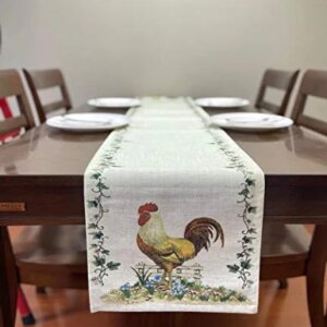 Table Runner Rooster Rectangle 70 X 13 Inch Table Setting Decor for Farmhouse Garden Wedding Party Holiday Dinner Home Decoration Everyday Cotton Linen