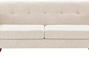 Tbfit 65" W Loveseat Sofa, Mid Century Modern Decor Love Seats Furniture, Button Tufted Upholstered Love Seat Couch for Living Room (Cream Beige)