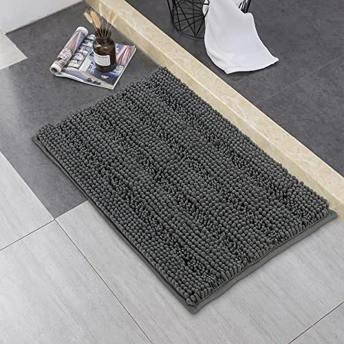 Thick Small Bathroom Rugs Grey Water Absorbent Bath Mats for Bathroom Washable Non Slip Bathroom Sink Mat Quick Dry Carpet Rug Dark Grey 17 x 24 Inch