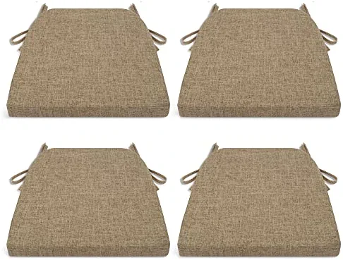 Tromlycs Chair Cushions with Ties for Dining Room Chairs Set of 4 Non Slip Farmhouse Kitchen Chair Seat Pads Cushions 16x16.5 inch Nature Linen