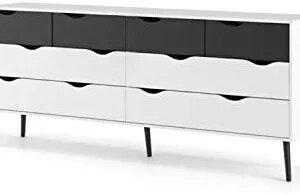 Tvilum Diana 8 Drawer Dresser, White/Black Matte