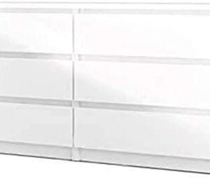 Tvilum Scottsdale 6 Drawer Double Dresser, White High Gloss