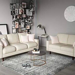 US Pride Furniture Soft Beige Living Room Set 2 PC Loveseat with Removable Cushion and Solid Wood Support Sofas