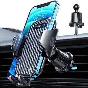 VANMASS [2022 Latest] Car Vent Phone Mount [Super Steel-Hook] Air Vent Holder Clip Sturdiest Shockproof Universal Mobile Cell Phone Mount Handsfree Stand Cradle for iPhone 14 13 Samsung Galaxy Black