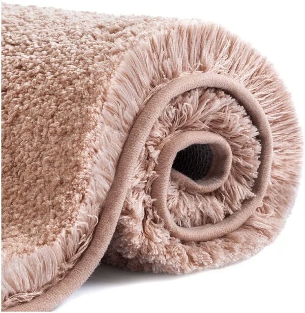 VANZAVANZU Bathroom Rugs Bath Mats for Bathroom Non Slip Ultra Soft Absorbant Bath Mats Microfiber Fluffy Thick Bathroom Rugs Machine Washable (16"x24", Petal Pink)