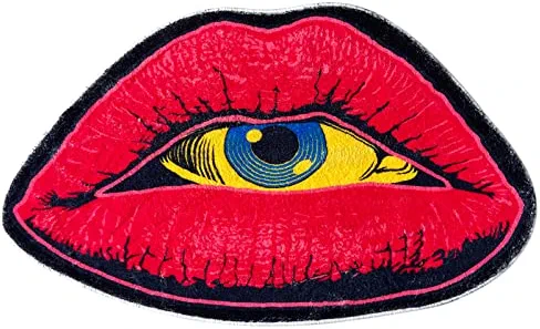 VBFGRT Interesting Red Lip Devil Eye Shape Plush Rugs Lovely Bedroom Comfortable Home Decoration Door Mat Cartoon Bathroom Absorbent Bath Mat Indoor Carpet Kitchen Non-Slip Mats, 31.5x19.5