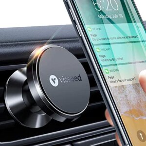 VICSEED Dainty Magnetic Phone Holder for Car Strong Power Magnetic Phone Car Mount Cast-Iron Phone Magnet for Car Air Vent Phone Mount 360° Rotation Fit for All Cell Phones, Cases