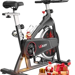 VIGBODY Exercise Bike, Stationary Bikes for Home Gym, Indoor Cycling Bike Spin Bike with Tablet Holder and LCD Monitor, Silent Belt Drive Workout Equipment Cardio Training