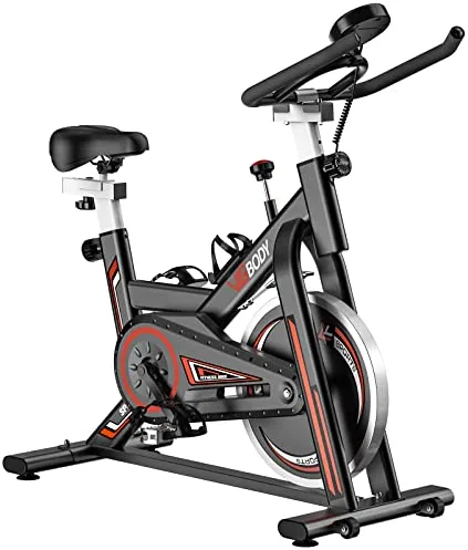 VIGBODY Stationary Exercise Bike Indoor Cycling Bike for Cardio Workout, with Comfortable Seat Cushion, LCD Monitor for Home Training Bike