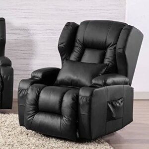 VUYUYU Recliner Sofa Set for Living Room Furniture Sets Loveseat Recliner Couch Bonded Leather Manual Reclining Sofa Chair Upholstered Home Theater Seating (Single Chair, Black)