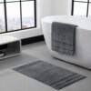 Vera Wang - Bath Rugs, Luxury Bathroom Decor, Soft & Aboserbent Cotton Bath Mat (Eden Grey, 2 Piece)