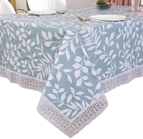 Vinyl Flannel Backing Tablecloth Waterproof Oil-Proof PVC Table Cloth Stain-Resistant Wipeable Table Cover (60X84 Inch, GD1675)