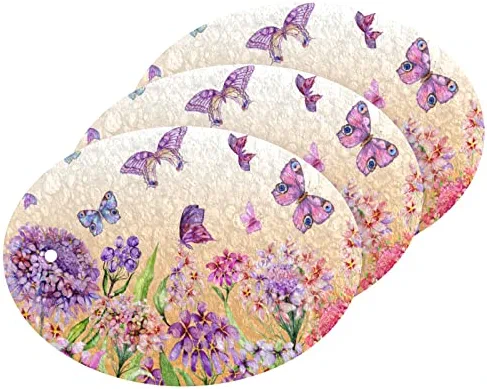 Vivid Iberis Flowers Butterflies Kitchen Sponges Spring Summer Floral Cleaning Dish Sponges Non-Scratch Natural Scrubber Sponge for Kitchen Bathroom Cars,pack of 3