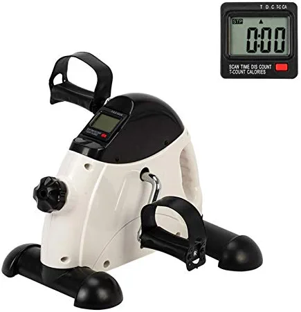 W002E Portable Home Hand and Foot Trainer Mini Sports Bike White and Black non-electric Adjustable Resistance LCD monitor Suitable for Home Office gym aerobic training daily exercise trainer