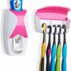 WAYCOM Dust-Proof Toothpaste Dispenser Toothpaste Squeezer Kit (Pink)