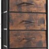 WELLJOYDIRECT Fabric Storage Drawer, Chest of Drawer Storage Tower, Tall Dresser for Bedroom,Hall, Entryway, Fabric Organizer Unit with Sturdy Steel Frame,Wood Top,4 Fabric Bins,Easy Pull Handle Brown