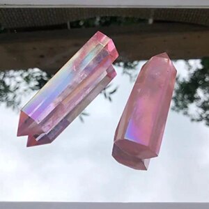 WGPHD Health & Household Aura Quartz Clear Crystal Angel Wand Points for Healing Stone Gifts (Color : Rose Crystal, Size : 2pcs)