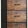 WLIVE Dresser with 3 Drawers, Fabric Nightstand, Organizer Unit, Storage Dresser for Bedroom, Hallway, Entryway, Closets, Sturdy Steel Frame, Wood Top, Easy Pull Handle, Rustic Brown Wood Grain Print