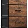 WLIVE Dresser with 4 Drawers, Fabric Storage Tower, Organizer Unit for Bedroom, Hallway, Entryway, Closets, Sturdy Steel Frame, Wood Top, Easy Pull Handle, Rustic Brown Wood Grain Print