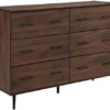 Walker Edison Mila Modern 6 Drawer Storage Buffet, 52 Inch, Dark Walnut