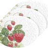 Watercolor Strawberry Bush Kitchen Sponges Cleaning Dish Sponges Non-Scratch Natural Scrubber Sponge for Kitchen Bathroom Cars,pack of 3