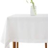 White Linen Handmade Hemstitched Tablecloth Rectangular Table Cloth - 90" x 144"