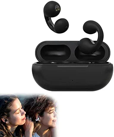 Wireless Ear Clip Bone Conduction Headphones,Open Ear Headphones,Wireless Earbuds with Earhooks,Mini Bone Conduction Waterproof Bluetooth Open Ear Earbuds for Cycling Driving Running (Black)