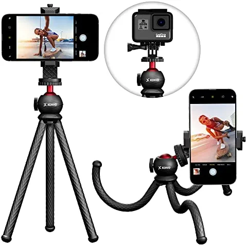 Xenvo SquidGrip Flexible Cell Phone Tripod and Portable Action Camera Holder - Compatible with iPhone, GoPro, Android, Samsung, Google Pixel and All Mobile Phones