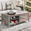 YITAHOME Farmhouse Coffee Table with Storage, Modern Coffee Tables for Living Room with Sliding Barn Door, Center Table Cocktail Large Wood Coffee Table for Home, Sofa Console Table 47in, Gray Wash