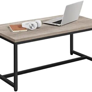 Yaheetech Industrial Coffee Table, Rectangular Central Table Cocktail Table with Adjustable Metal Pipe for Living Room Home Furniture, Metal Frame, 42 x 22 x 18 Inches, Gray