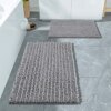 Yimobra Bathroom Rugs Sets 2 Piece, Thick Soft Chenille Non Slip Bathroom Rug Set, Fluffy Shaggy Ultra Absorbent Machine Washable Bath Rug Set, Durable Backing, 32x20+24x17 inch, Light Grey