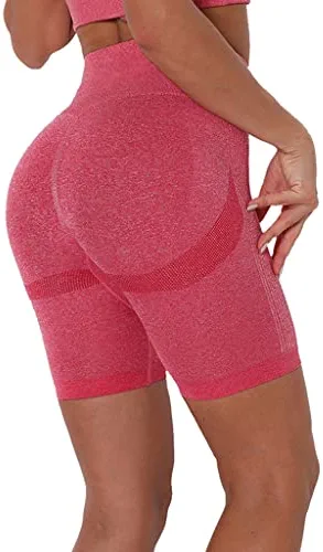 Yoga Short Women Seamless Fitness Pants High Waist Gym Scanties Sportswear Female Workout Running Breechcloth Sports Shorts (Color : Pink, Size : Small)