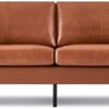 Z-hom 70" Top-Grain Leather Sofa, 2-Seat Upholstered Loveseat Sofa Couch for Living Room Bedroom Apartment, Cognac Tan