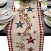 ZEREAA Country Star Cotton Linen Table Runner, Brown Table Runner 70 inches Long, Farmhouse Table Runners Dresser Scarves for Dining Room/Kitchen/Wedding Decoration/Holiday Party Table Decor 13"x70"