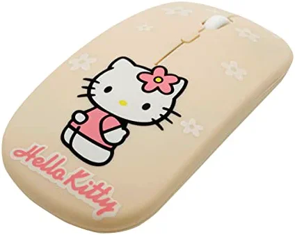 Zayaxe Hello Kitty Girls Cartoon Optical Mouse 2.4Ghz USB Computer Mouse Cartoon Game Mice Slim Silent Mouse Universal All Computers