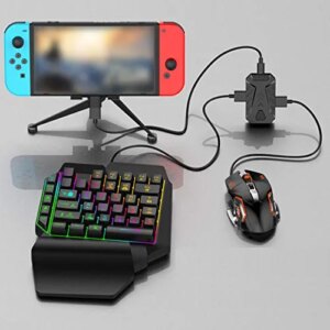 Zopsc-1 One Hand Gaming Keyboard and Mouse Combo Keypad Converter Set Combo for E-Sport Gaming OTG Adapter Computer Accessories for PS3/PS4/PS5/Xbox360/Xbox ONE/Xbox