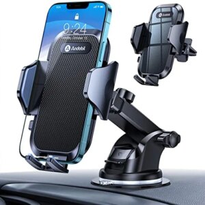 andobil Car Phone Mount, [2022 Upgraded] [Hold All Phones & Case Firmly] Adjustable Long Arm Car Phone Holder Mount for Dashboard Windshield Air Vent Fit All iPhone 12 13 14 Pro Max & Cell Phones