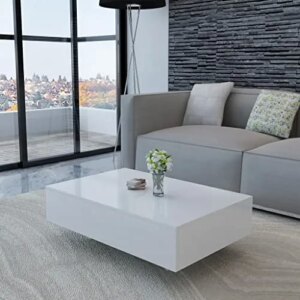 homiuse Coffee Table for Living Room White High Gloss Sofa Side Couch Table 33.5" x 21.7" x 12.2"