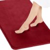 lalaLOOM Thick Memory Foam Bath Rug, Luxurious Velvet Topside Plush Bathroom Rugs, Absorbent Hotel Spa-Like Mats, Washable Microfiber Rugs Dry Quickly for Shower and Bathtub Floor, 24x17, Wine