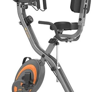 leikefitness Folding Stationary Bike Recumbent Exercise Bike w/Arm Resistance Bands-Pulse Sensor-LCD Monitor and Easy to Assemble Indoor Cycling Bike 2280