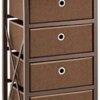 mDesign 4 Drawer Foldable Dresser Storage Unit Chest - Wood Frame, Easy Pull Fabric Bins - Farmhouse Organizer Unit for Household Storage Bedroom, Hallway, Entryway, Closets - Espresso Brown